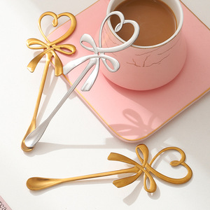Elegantes cucharas de café con lazo dorado <span class=keywords><strong>Mini</strong></span> cucharas de té de espresso y postre de acero inoxidable perfectas <span class=keywords><strong>para</strong></span> demitasse y porciones pequeñas - Product Image 4