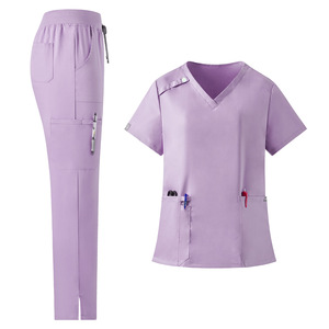 Conjuntos de exfoliación de moda para médicos, transpirables, suaves, antiarrugas, de 2 vías, de poliéster elástico/tela tejida de algodón, Unisex, para uso hospitalario - Product Image 1
