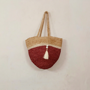 Bolso de mano informal estilo bohemio, ecológico y hecho a mano, de yute trenzado con patrón de letras y asas tejidas duraderas para - Product Image 1