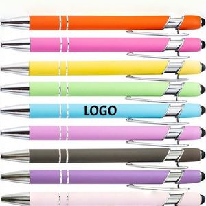 Custom Logo Ballpoint <b>Pens</b> 2-In-1 <b>Retractable</b> Metal <b>Pen</b> for Touch Screens With Stylus Tip School Office Coworkers - Product Image 1