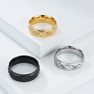 Geometric Asymmetrical Pattern Gold Steel & <b>Black</b> Unisex Fashion <b>Ring</b> Jewelry Gift - Product Image 2