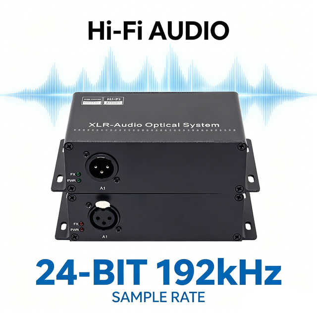 High-Definition 24bit 192kHz 1 Channel Hi-Fi XLR Audio Over Fiber Uni-directional 1ch Audio XLR Audio Fiber Optic Converter
