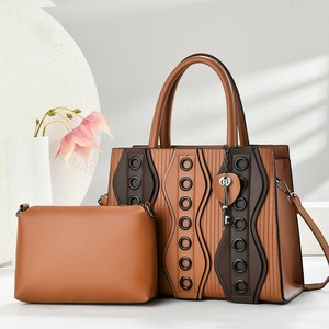 <b>Black</b> <b>Patent</b> Leather Tote <b>Handbag</b> Set Shoulder Bag with Pouch Rhinestone Handle Purse for Women - Product Image 6
