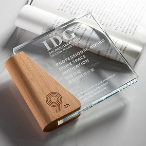 Placa de Trofeo de Madera y Cristal Personalizable con Impresión UV, Premio para Reuniones Anuales, Regalo de Autorización para Agentes Comerciales - Product Image 1