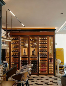 Cantinetta Refrigerata di Lusso per Soggiorno, Mobile Porta Vini in Vetro Isolato, Frigorifero per Vino Rosso Integrato in Bronzo - Product Image 5