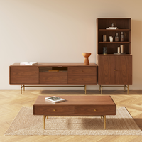 Meuble TV couleur noyer avec pieds de support Table basse en bois massif moderne combinaison sol plafond salon ménage
