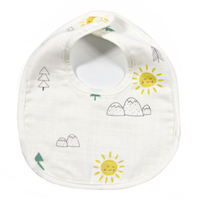 Bavoirs d'alimentation pour bébé en coton biologique, respirants, doux, imprimés de dessins animés, avec fermeture à bouton-pression réglable, vente en gros