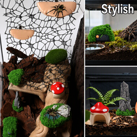 Accessoires pour terrarium : Enclos 3D à thème pour araignées sauteuses, cachette pour insectes, plateforme de basking, aménagement paysager pour reptiles, décoration pour petits animaux de compagnie