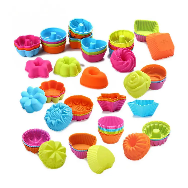 Eco-Life 13 Designs Silicone Cupcake Liners Reusable Muffin Baking Cups