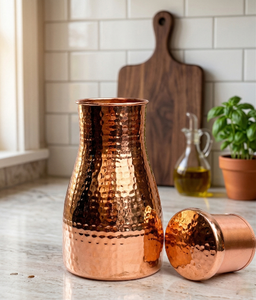 Premium Luxury Eco-Friendly Leakproof Copper Water Bottle with Lid <b>Large</b> Capacity Portable for Yoga Fitness Camping Outdoor Use - Product Image 4
