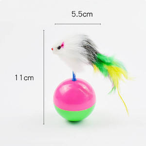Juguete interactivo para gatos más vendido: Ratón de peluche colorido, juguete giratorio para gatos, pelota chirriante con cascabel y ratón de piel. - Product Image 4