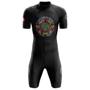 HIRBGOD erkek hızlı kuru nefes triatlon mal Elite Aerosuit meksika desen üç konfeksiyon yüzmek-bisiklet-run yarış seti