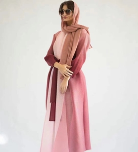 Abaya ample de grande taille de haute qualité de <span class=keywords><strong>style</strong></span> <span class=keywords><strong>bohème</strong></span> Miyake avec dégradé, robe brodée plissée pour femmes musulmanes - Product Image 5