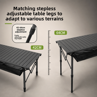 Table de camping pliable légère et portable pour l'extérieur - en alliage d'aluminium, hauteur réglable, résistante à l'eau, pour pique-nique et plage