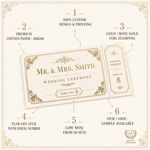 Tarjeta de Entrada para Cena de Gala en Papel Kraft Personalizada, Impresión en Lámina Plateada, Borde Decorativo en Lámina, Logotipo Personalizado, Diseño, Muestra y Prueba Gratuitas - Product Image 4