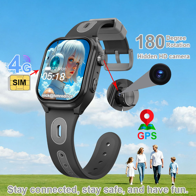 Large Memory Kids Smart Watch Large Memory High-end GPS Smartwatch with Intercom HD Camera Waterproof 4G Watch Smart Child D18