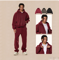 Sweat à capuche zippé pour homme, coupe ample, effet délavé et vieilli, en polaire épaisse, style streetwear vintage