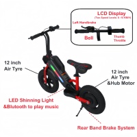 Vélo d'équilibre électrique pour enfants OEM 24V 180W, pneus gonflables de 12 pouces, moteur sans balais, scooter électrique pour enfants de 6 ans et plus