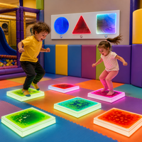 Dalles sensorielles lumineuses LED carrées de 30 cm pour jeux d'équilibre, dalles de sol sensorielles à gel liquide pour l'autisme