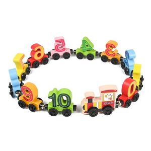 ของเล่นรถไฟดิจิตอลเชื่อมต่อ12ส่วนสำหรับเด็กอนุบาลเพื่อการศึกษาปฐมวัยทำจากไม้1-3ปี - Product Image 5