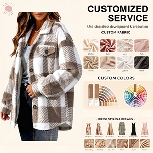 Camisa Chaqueta Holgada a Cuadros de Moda para Mujer, Casual y Versátil, con Hombros Caídos, Manga Larga y Botones Frontales, Ideal para Invierno - Product Image 1