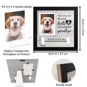 2026 Caisse de présentation commémorative noire pour animaux de compagnie, cadre boîte à ombre pour collier et <span class=keywords><strong>photo</strong></span>, pour la commémoration des chiens et des chats - Product Image 4