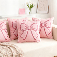 En gros, Housse de coussin de canapé matelassée en peluche avec nœud, en fibre de polyester, luxe léger, bicolore, pour la Saint-Valentin, avec fermeture éclair