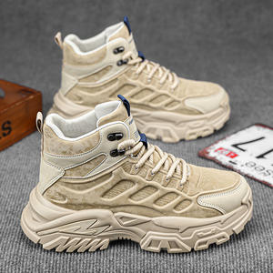 Zapatos de Hombre a la Moda, Botas de Senderismo de Caña Alta para Otoño e Invierno, Zapatos de Seguridad Antideslizantes con Cordones y Forro de Algodón - Product Image 1