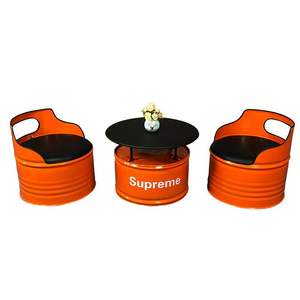 Sofá de Barril de Petróleo Estilo Industrial Popular en Internet, Mesa y Silla de Hierro Forjado para <span class=keywords><strong>Bar</strong></span>, Cafeterí<span class=keywords><strong>a</strong></span>, Tienda de Té con Leche, Oficina, Área de Descanso - Product Image 5