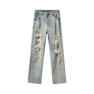 جينز للرجال مطرز حسب الطلب فضفاض واسع الساق سروال كلاسيكي بمشكل مستقيم فضفاض الشارع غير رسمي سراويل جينز للرجال - Product Image 1