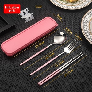 <span class=keywords><strong>Set</strong></span> di posate portatile in tre pezzi per studenti, escursioni, viaggi, campeggio, posate in acciaio inossidabile, bacchette, cucchiaio, forchetta - Product Image 6