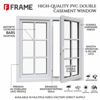 Ventanas Abatibles de PVC de Alta Resistencia con Perfiles de Acero y Vidrio Transparente, Solución Completa para Materiales de Construcción, Directo de Fábrica