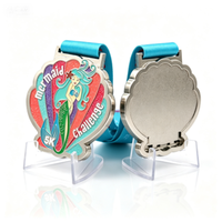 Medaglia in Smalto Morbido Glitterato di Alta Qualità, Logo Personalizzato, Forma a Conchiglia, Rilievo 3D, Medaglie Sportive per Gare Virtuali ed Eventi a Tema