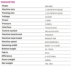 RONMACK RM-680C New Children T-Shirt Bottom <b>Automatic</b> Flat-Bed Metal Hemming <b>Machine</b> Interlock Stitch for Garment Factory - Product Image 3