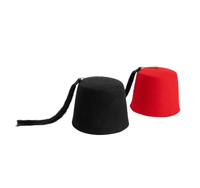 Sombrero turco marroquí rojo de fiesta con borla negra, sombrero de disfraz de fieltro novedoso para Año Nuevo, Halloween, fiesta escolar, vestido
