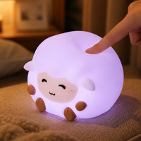 Lampe de chevet LED SMD 7 couleurs au design animalier mignon OEM, rechargeable, en silicone souple et sûr, veilleuse pour chambre d'enfant