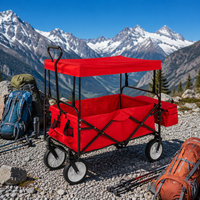 Chariot pliant industriel à quatre roues avec plateforme de toit, capacité de charge de 45 kg, pour camping en extérieur, remorquage d'enfants, courses/usage professionnel des outils