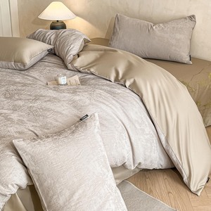 Parure de lit double face en jacquard texturé 300 fils, soyeuse et douce, qualité luxe, pour hôtels et maisons (vente en gros) - Product Image 3