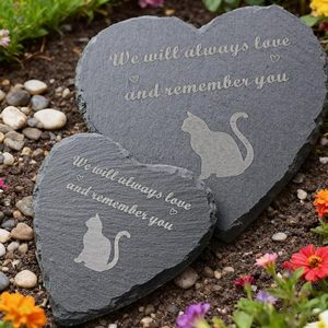 Lápida Conmemorativa para Gatos en Forma de Corazón, Silueta de Gato de 4 Pulgadas, Placa Conmemorativa para Jardín Exterior 'Siempre los Amaremos' - Product Image 3