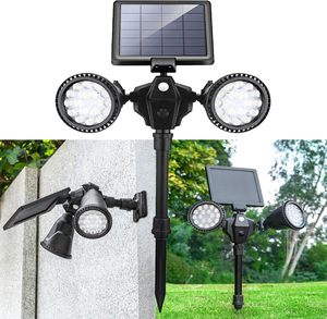 Luces Solares para Exteriores, IP65 Impermeables, Doble Cabezal Ajustable, 36 LED Brillantes, con Sensor de Movimiento, para Caminos, Jardín y Césped - Product Image 1