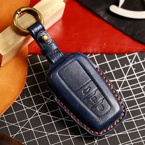 Genuine Leather Key Case Protector Key Fob Cover Smart Car Remote Holder for Toyota Camry Levin Avalon