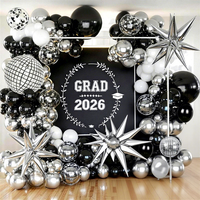 128 Pcs Kit Dekorasi Balon Lengkung Wisuda Hijau dan Emas Kelas 2026 dengan Balon Foil Starburst