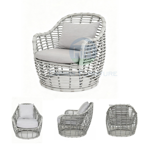 New Design Outdoor Furniture Waterproof Hotel Villa Leisure 4 Piece Semicircle <b>Rattan</b> Patio Garden Set - Product Image 5
