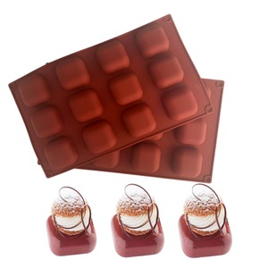 Square Pillow Chocolate Mousse Cake Silicone Mold 15 Cavity Baking Utensil DIY Soap Chocolate Mold Dark Red - Product Image 1