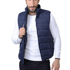 Gilet matelassé bleu marine pour homme avec logo personnalisé OEM, col montant, fermeture éclair, imperméable, coupe-vent, léger, vêtement d'extérieur formel - Product Image 2