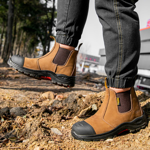 YINGSHOU stivale di sicurezza Chelsea vera pelle stivali di sicurezza industriale Anti-foratura scarpe di sicurezza per gli uomini - Product Image 5