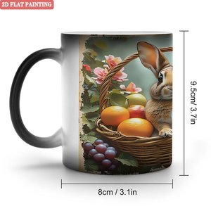 Thick Handle Durable 11oz Frosted Black <b>Ceramic</b> Heat Changing Mug Drinking <b>Cup</b> - Product Image 1
