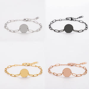 Bracelet en acier inoxydable avec pendentif circulaire en forme de trombone, gravé au laser, plaqué titane/argent, unisexe, idéal pour un anniversaire - Product Image 1