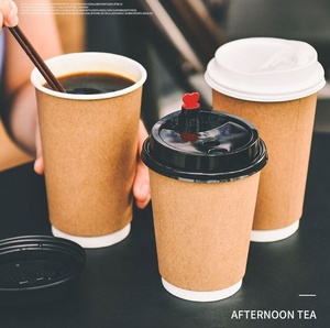 2025 Hot Sale Custom logo Printed Biodegradable Brown Kraft Paper Cup With Lid - Product Image 4