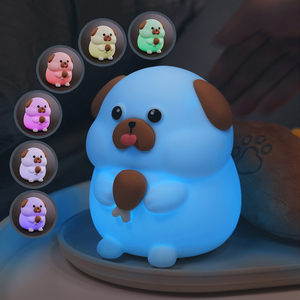 Lámpara de Escritorio LED RGB Recargable de 6V con Intensidad Regulable, Linda Lámpara Nocturna Moderna con Diseño de Cachorro de Dibujos Animados, Material de Silicona, Decoración para el Hogar, Juguete para Bebés - Product Image 5